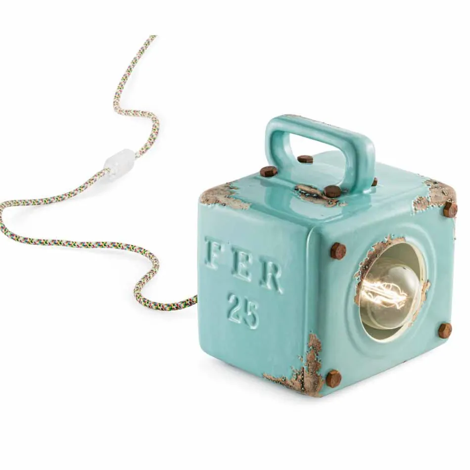 estilo industrial lámpara de mesa de cerámica y hierro Valerie Viadurini