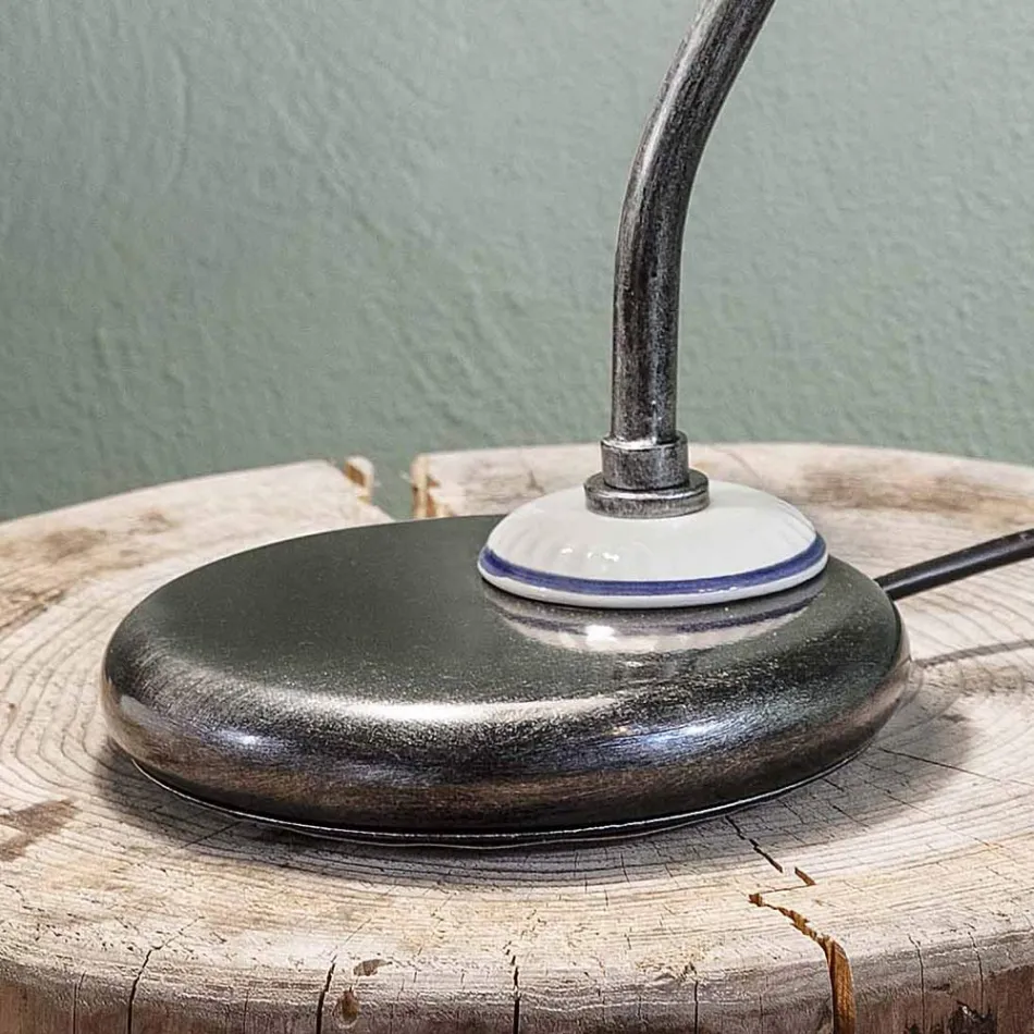 Lámpara de mesa estilo vintage en cerámica pintada a mano y hierro - Asti Viadurini