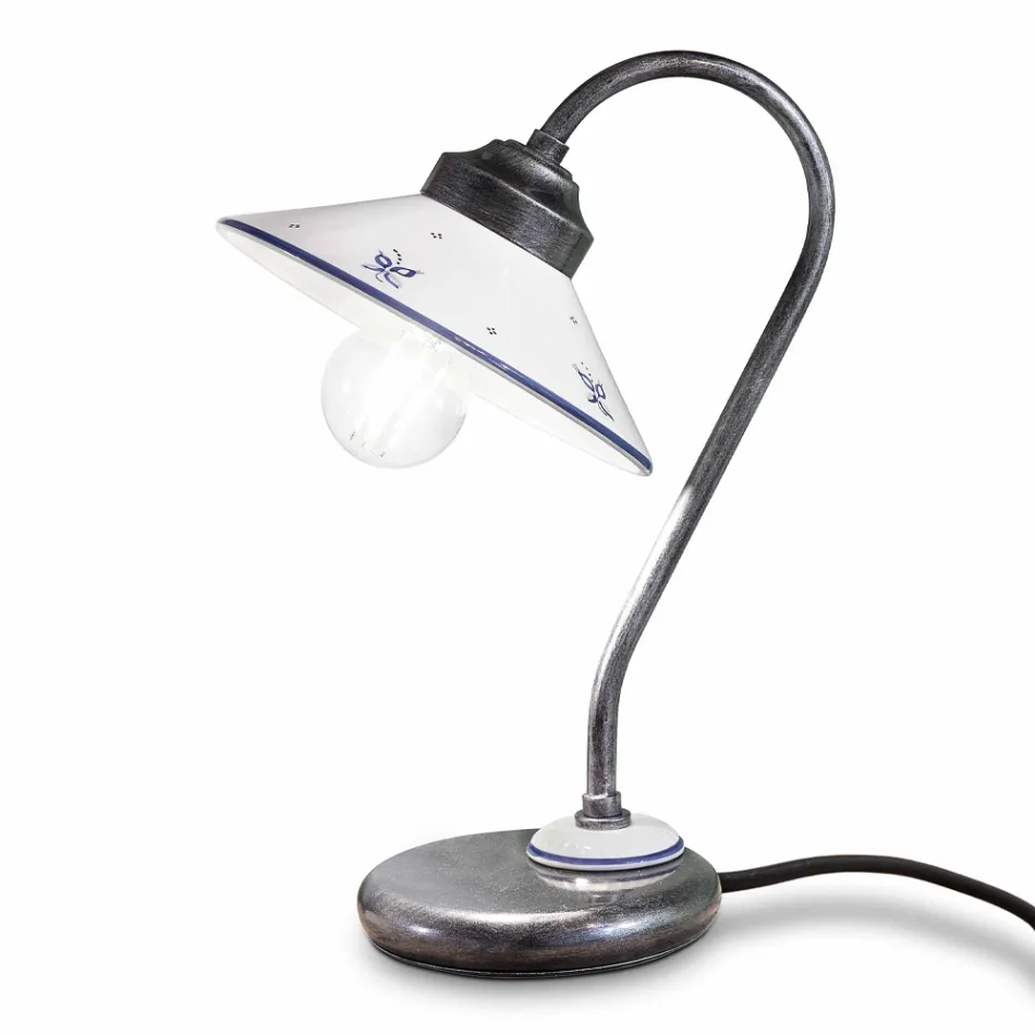 Lámpara de mesa estilo vintage en cerámica pintada a mano y hierro - Asti Viadurini