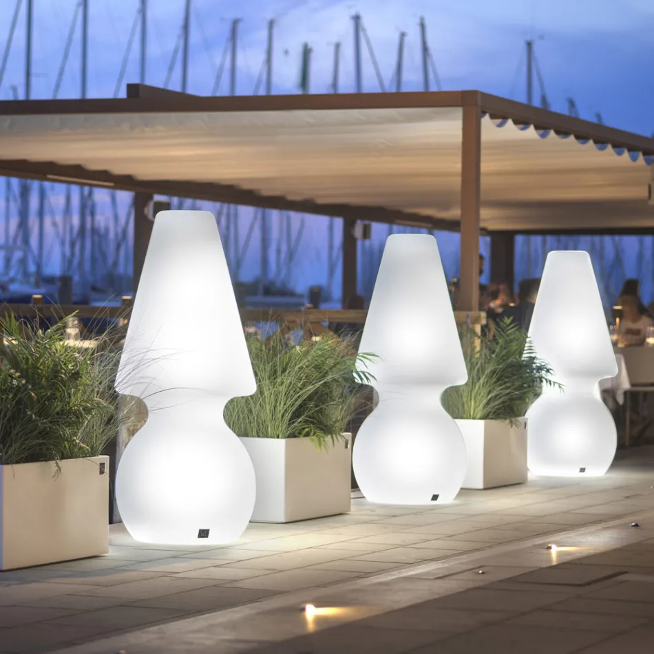 Lámpara de Pie Led en Polietileno Blanco Made in Italy - Alvarez Viadurini