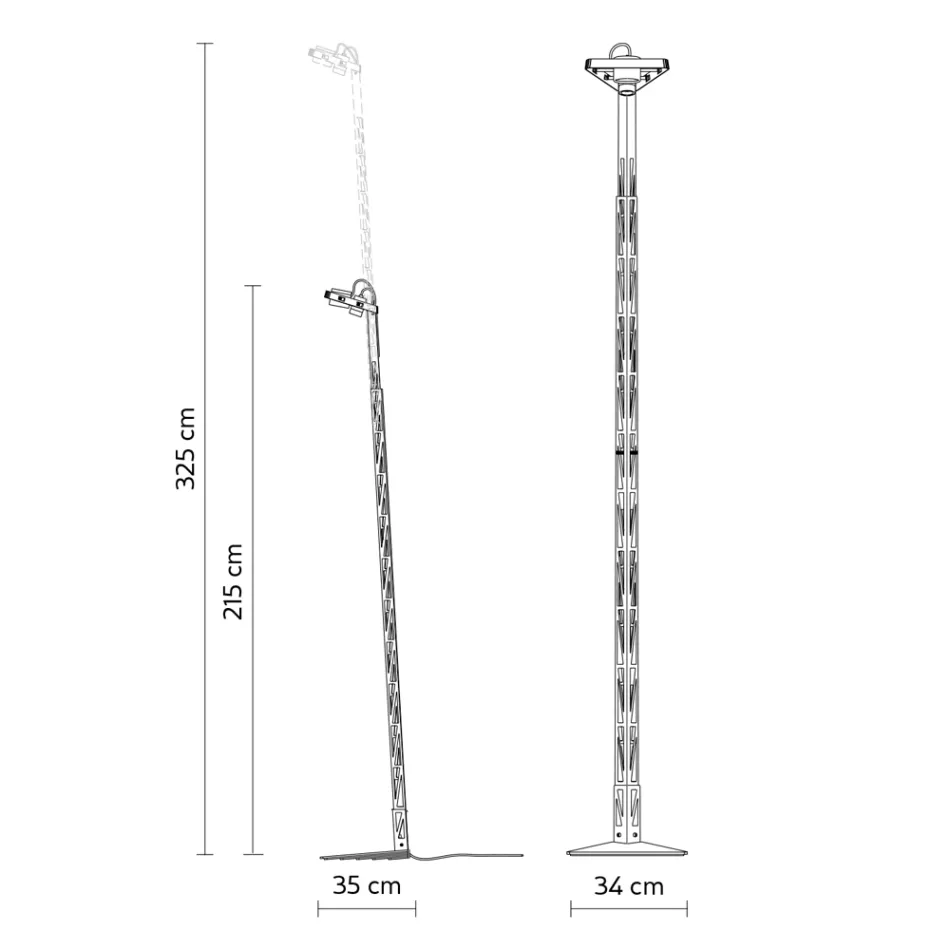 Lámpara de pie extensible Diseño de escalera de aluminio negro mate - Vigilante Viadurini