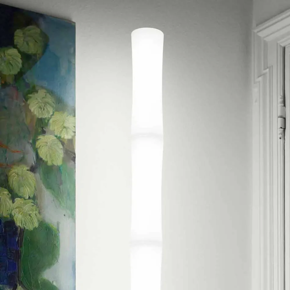 Lámpara de pie con pantalla en polietileno blanco Made in Italy - Asturias Viadurini