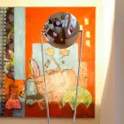 Lámpara de pie con estructura metálica y LED integrado Made in Italy - Rione Viadurini