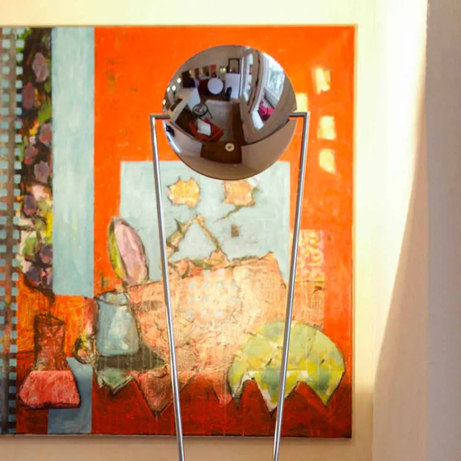 Lámpara de pie con estructura metálica y LED integrado Made in Italy - Rione Viadurini