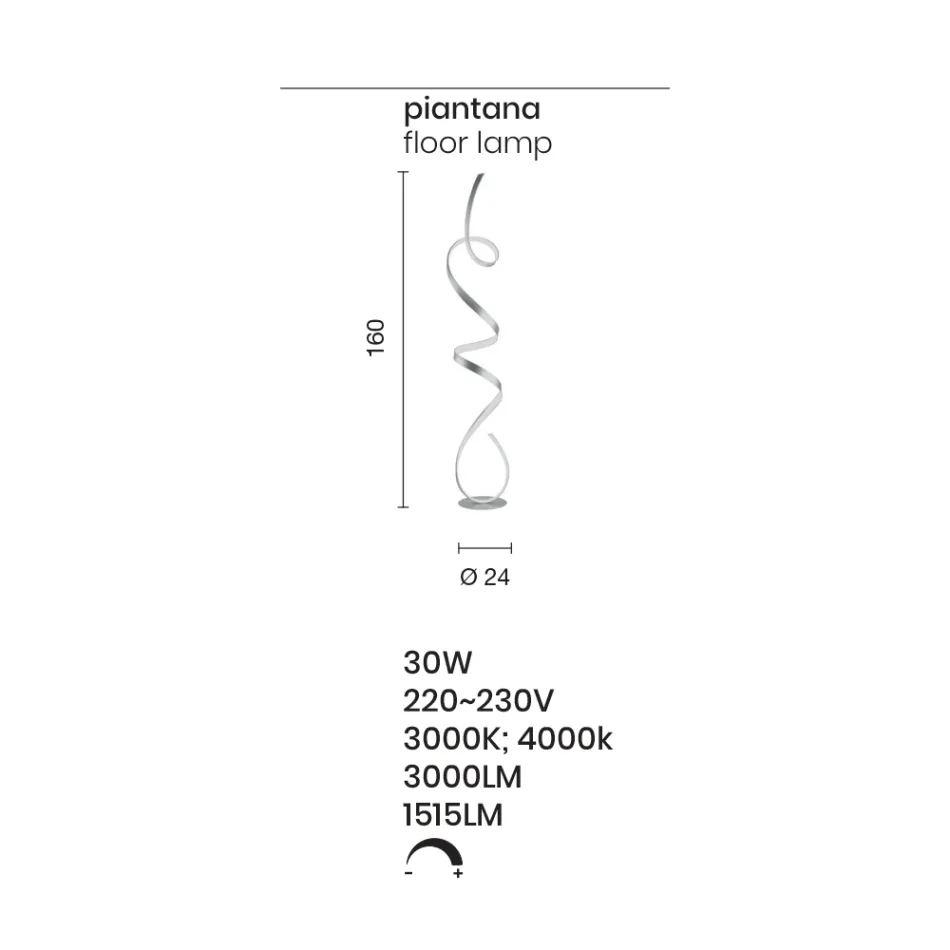 Lámpara de pie con estructura en metal pintado con luz LED - Lumino Viadurini