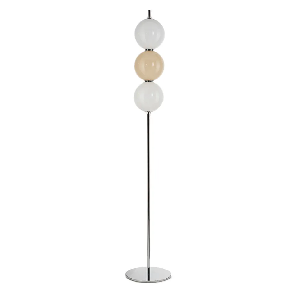 Lumira - Lámpara de pie de tres luces en cristal labrado, fabricada en Italia. Viadurini