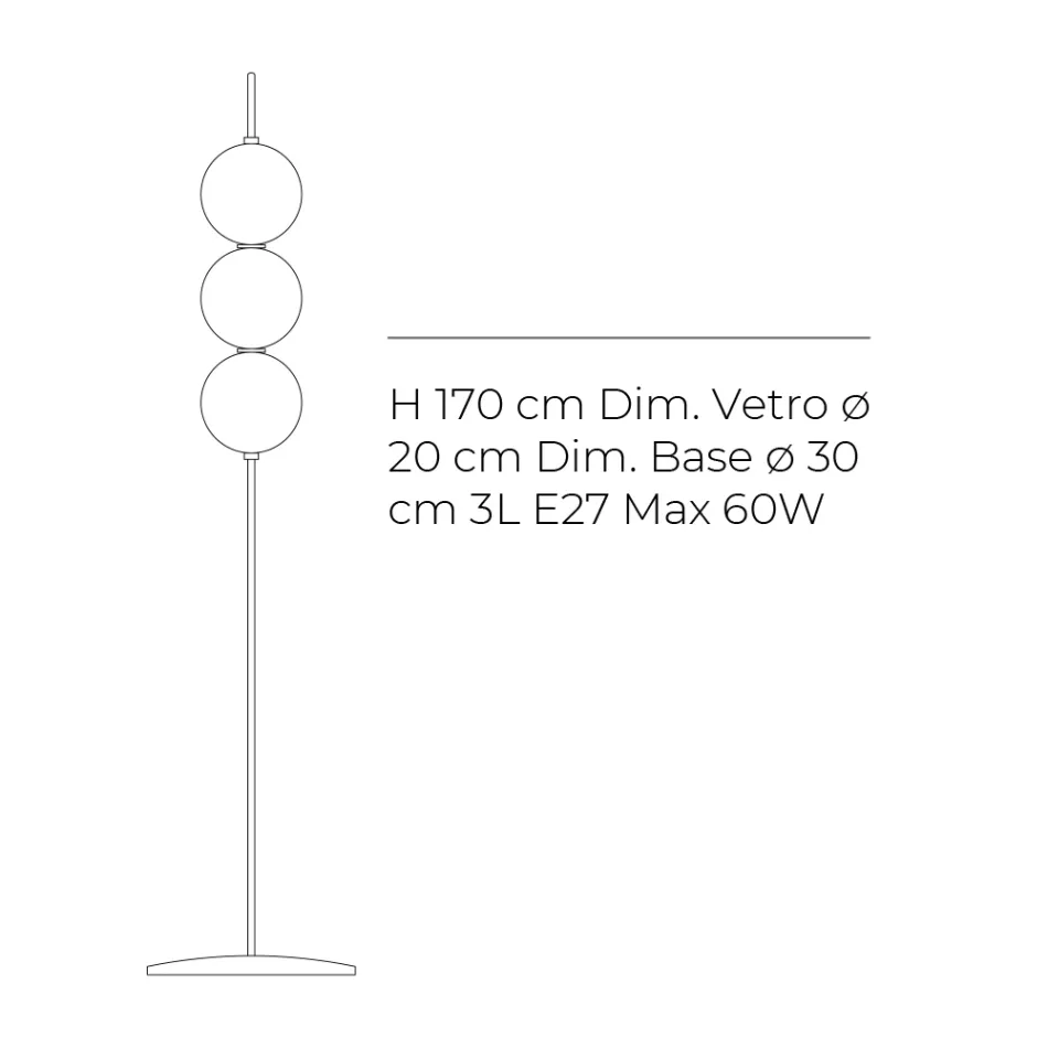 Lumira - Lámpara de pie de tres luces en cristal labrado, fabricada en Italia. Viadurini