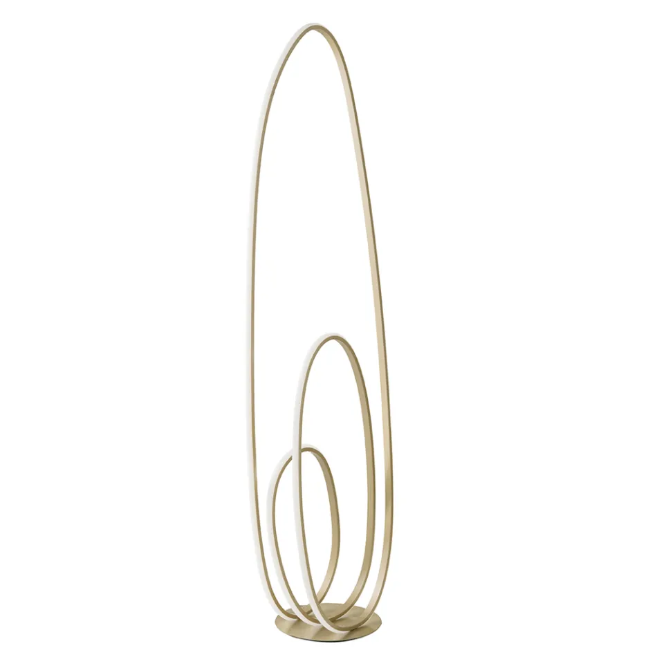 Lámpara de Pie de Diseño en Metal Pintado Acabado Dorado con LED - Simea Viadurini