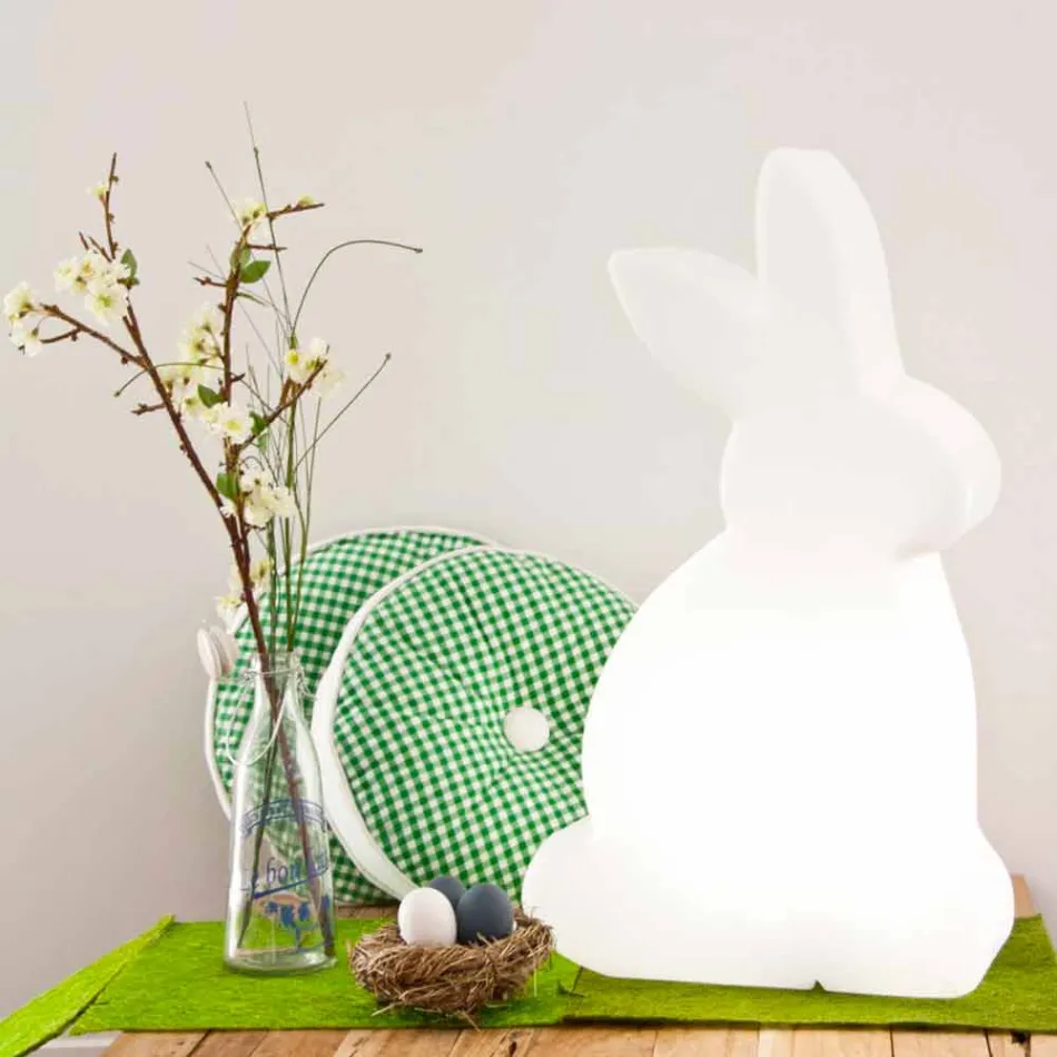 Lámpara de Pie de Diseño, Conejo Blanco para Interior y Exterior - Conigliostar Viadurini