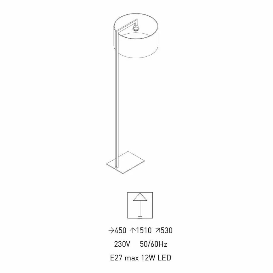 Lámpara de pie de diseño en metal con pantalla de lino Made in Italy - Bali Viadurini