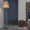Lámpara de pie de diseño en metal, madera y organza Made in Italy - Boom
