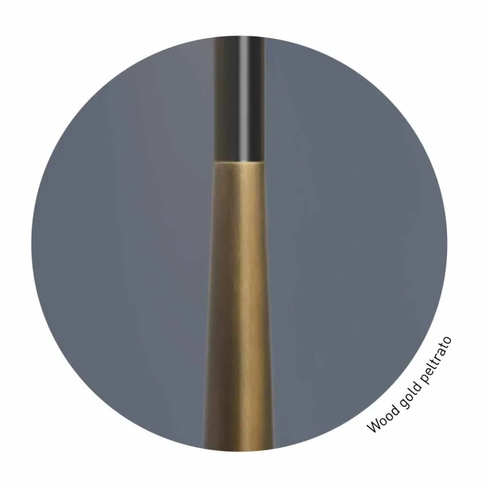 Lámpara de pie de diseño en metal, madera y organza Made in Italy - Boom Viadurini