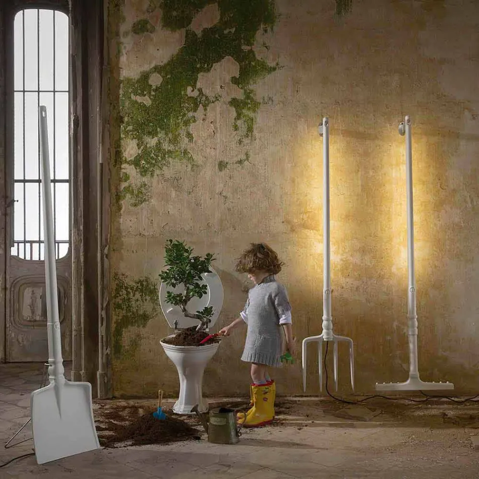 Lámpara de Pie Exterior en Tecnopolímero Blanco Diseño de 3 Formas - Herramientas Viadurini