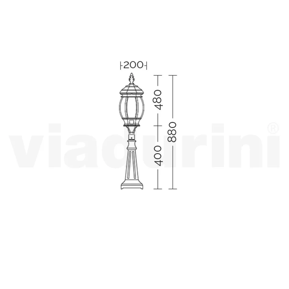 Lámpara de pie para exterior de estilo vintage en aluminio Made in Italy - Leona Viadurini