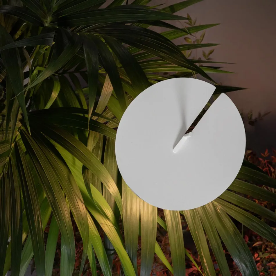 Lámpara de pie de jardín Diseño de aluminio blanco con hoja de nenúfar - Cipriam Viadurini