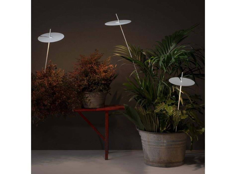 Lámpara de pie de jardín Diseño de aluminio blanco con hoja de nenúfar - Cipriam Viadurini