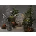 Lámpara de pie de jardín Diseño de aluminio blanco con hoja de nenúfar - Cipriam Viadurini