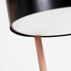 Lámpara de pie en madera y metal con detalles en piel vegana - Avetta Viadurini