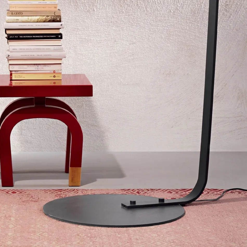 Lámpara de pie de metal con pantalla de tela - Rivella Viadurini