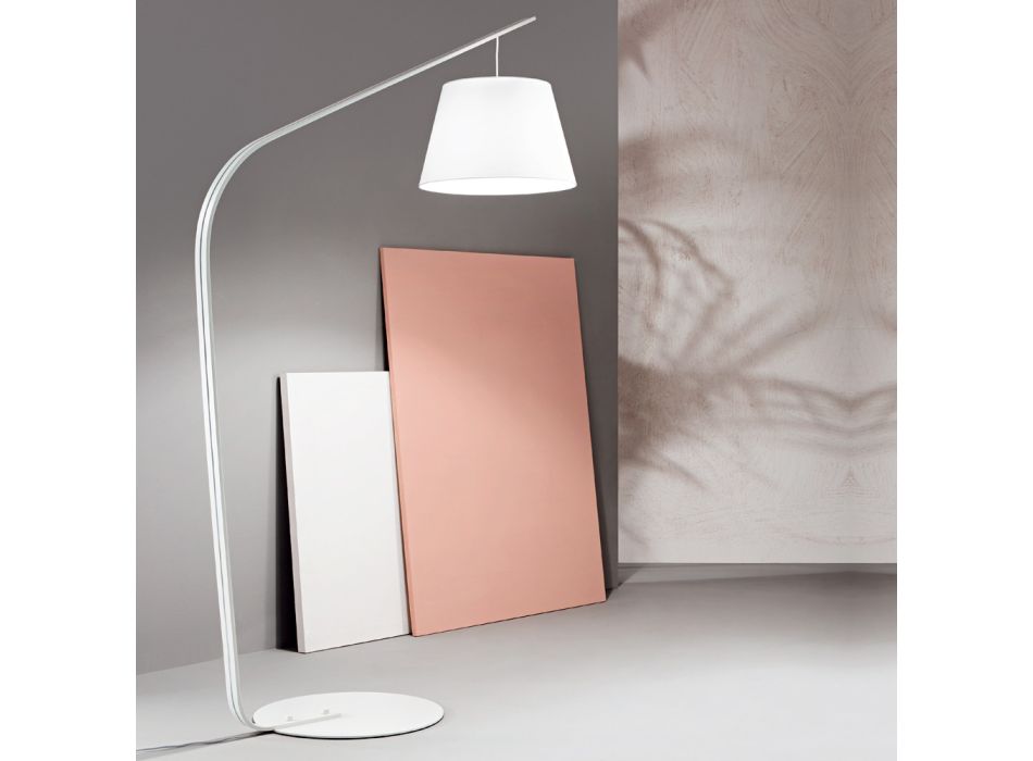 Lámpara de pie de metal con pantalla de tela - Rivella Viadurini