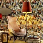 Lámpara de pie Grilli Snake en metal y tela, fabricada en Italia. Viadurini