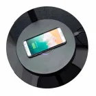 Lámpara de pie en metal negro y ratán con estante Made in Italy - Livia Viadurini