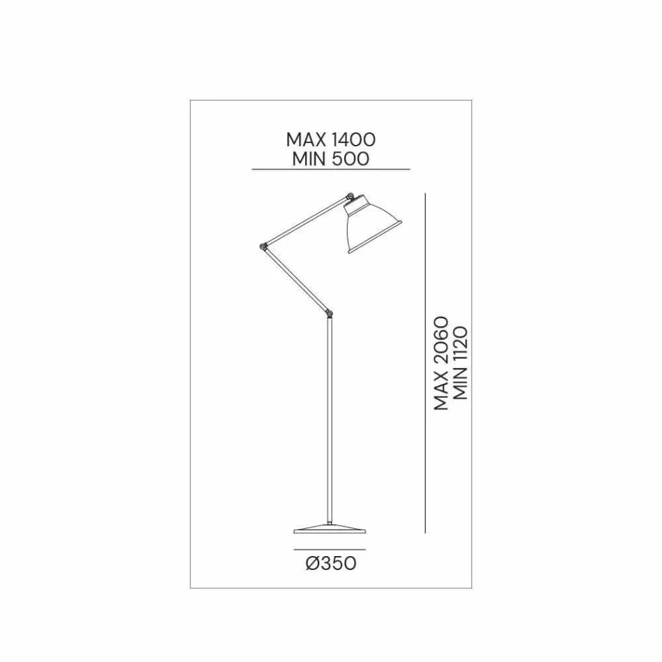 Lámpara de pie de latón y hierro con diseño giratorio Vintage - Loft de Il Fanale Viadurini