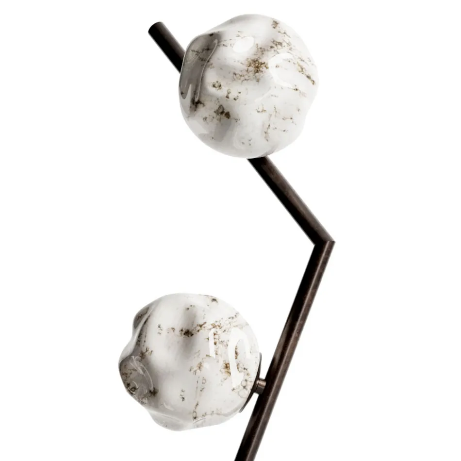 Lámpara de pie de latón oscuro y cristal de piedra Made in Italy - Bottega Viadurini
