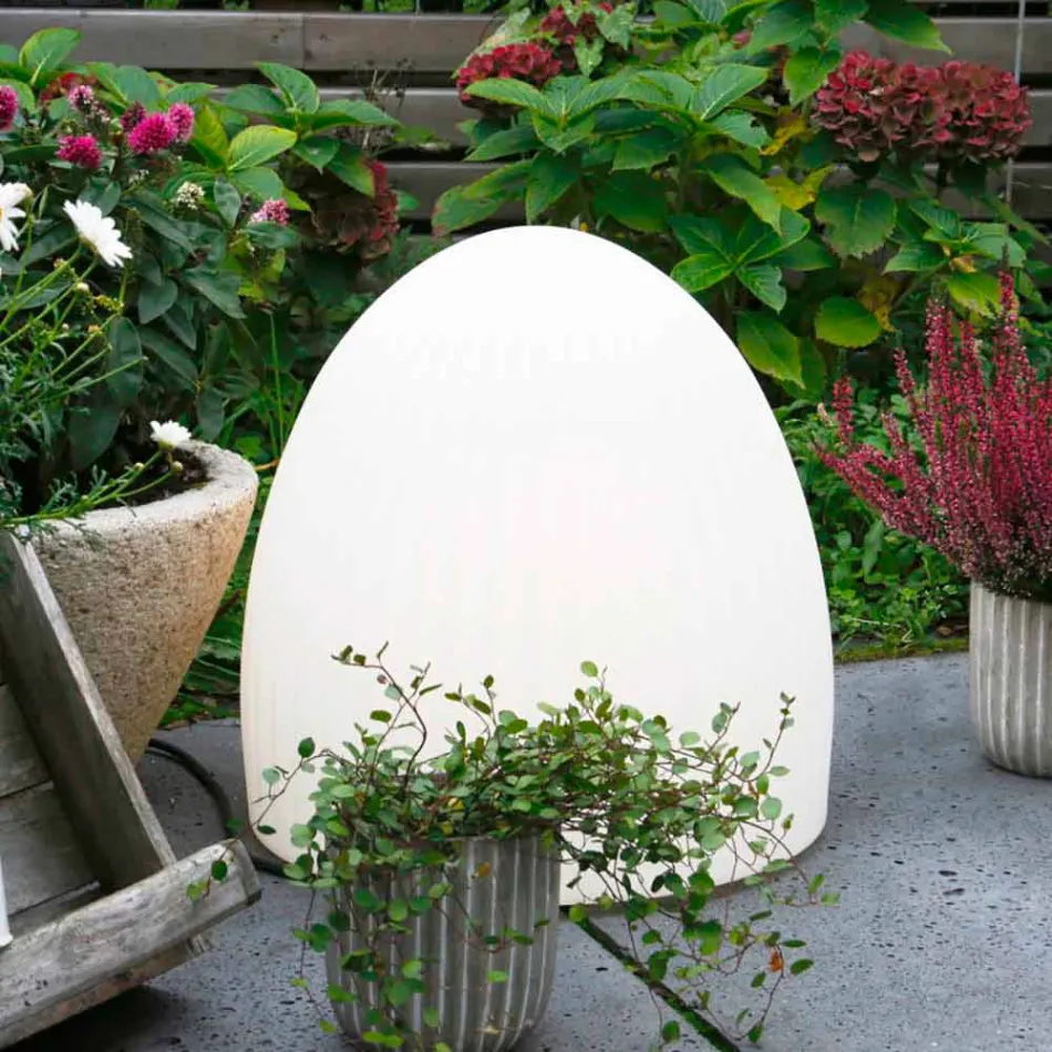 Lámpara de Pie en Plástico Blanco con Diseño Led, Solar o E27 - Massostar Viadurini