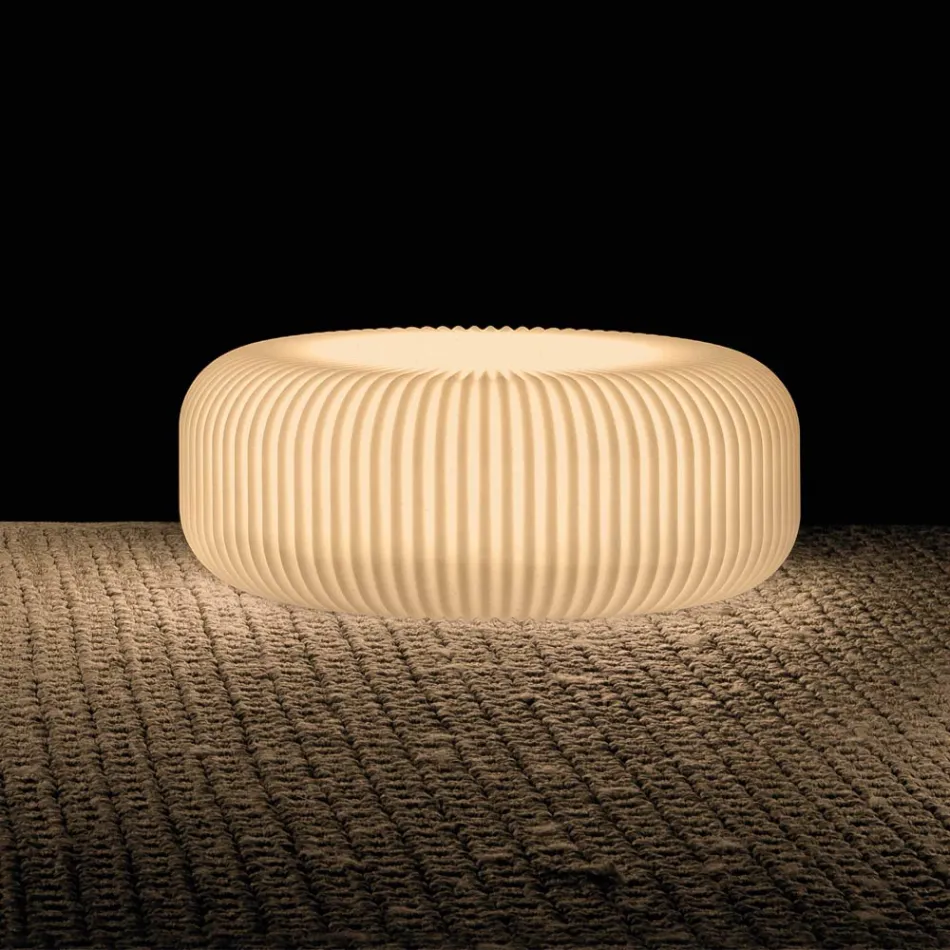 Lámpara de pie exterior de polietileno alabastro fabricada en Italia - Disco Viadurini