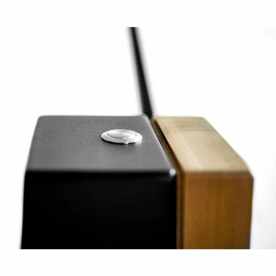 Lámpara de pie de roble macizo y acero Made in Italy, Precious - Calisto Viadurini