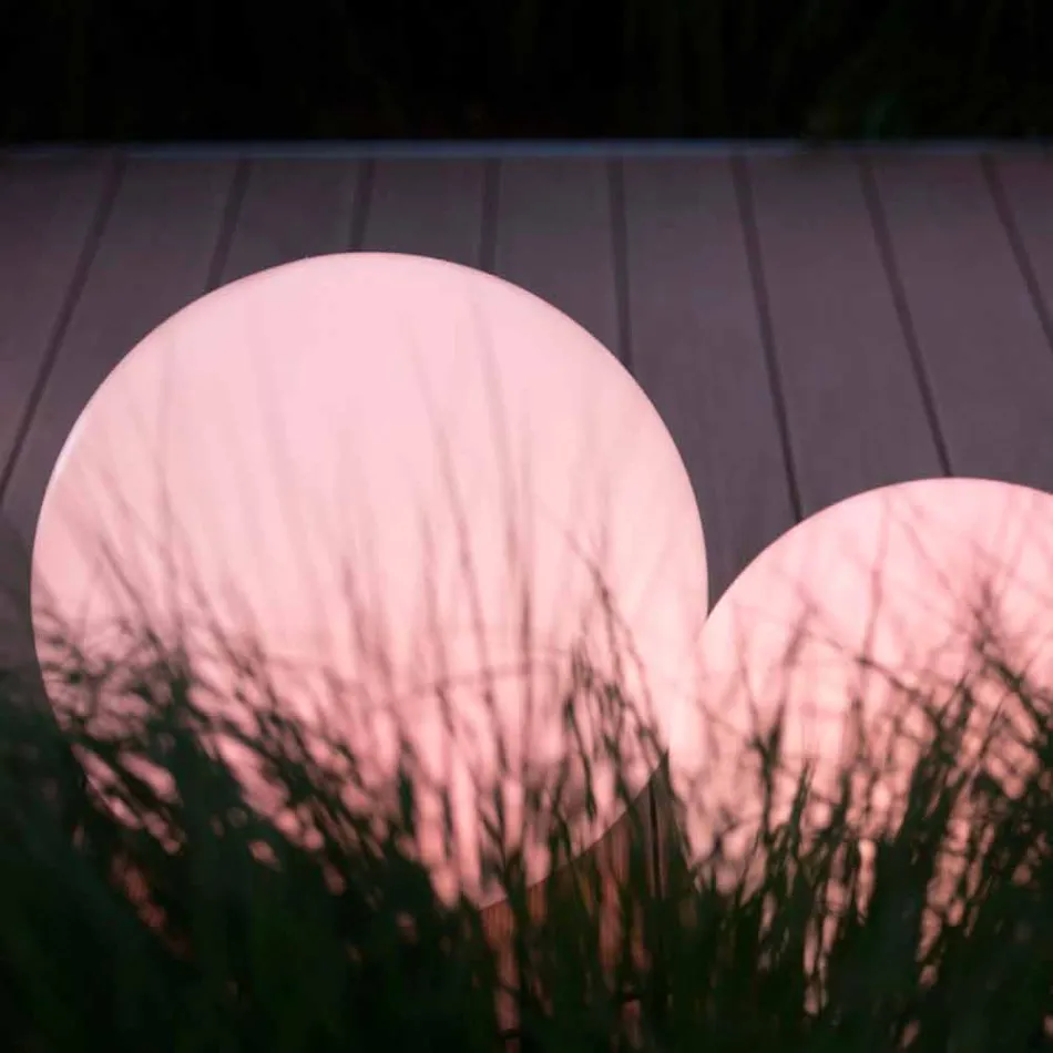 Lámpara de pie LED multicolor en plástico blanco, diseño redondo - Globostar Viadurini