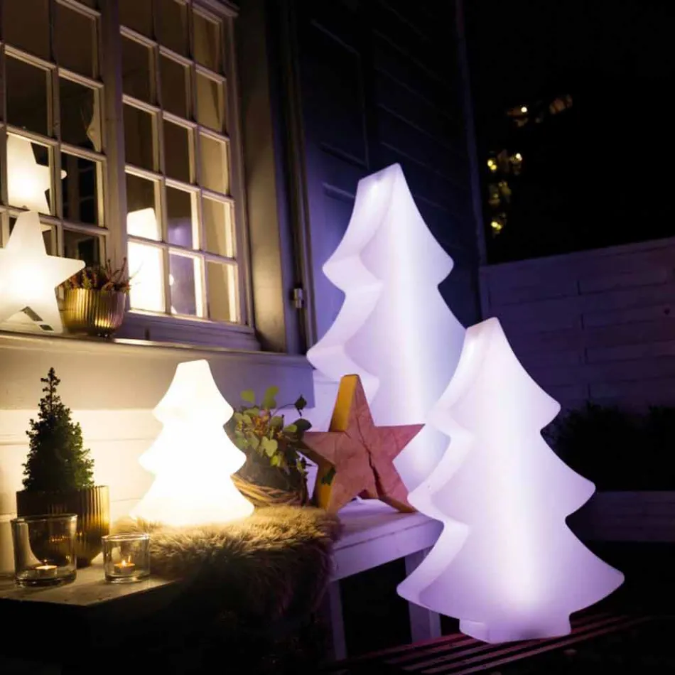 Lámpara de Pie Led, Solar o E27 en Plástico Diseño Navideño - Alberostar Viadurini