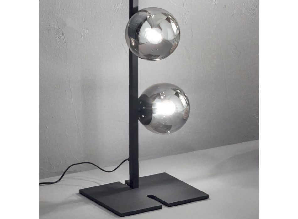 Lámpara de pie moderna en metal negro o dorado y vidrio soplado - Birga Viadurini