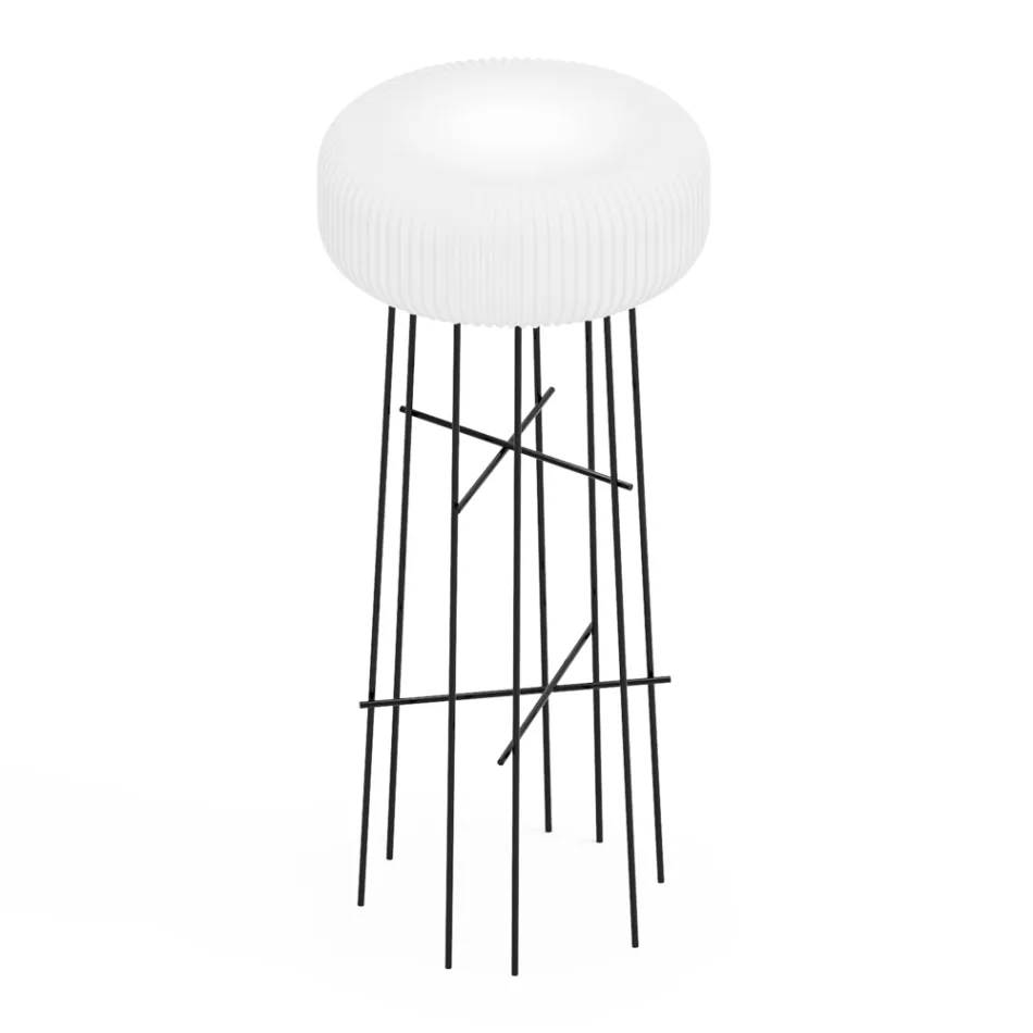 Lámpara de pie de exterior Disco en polietileno blanco, fabricada en Italia. Viadurini