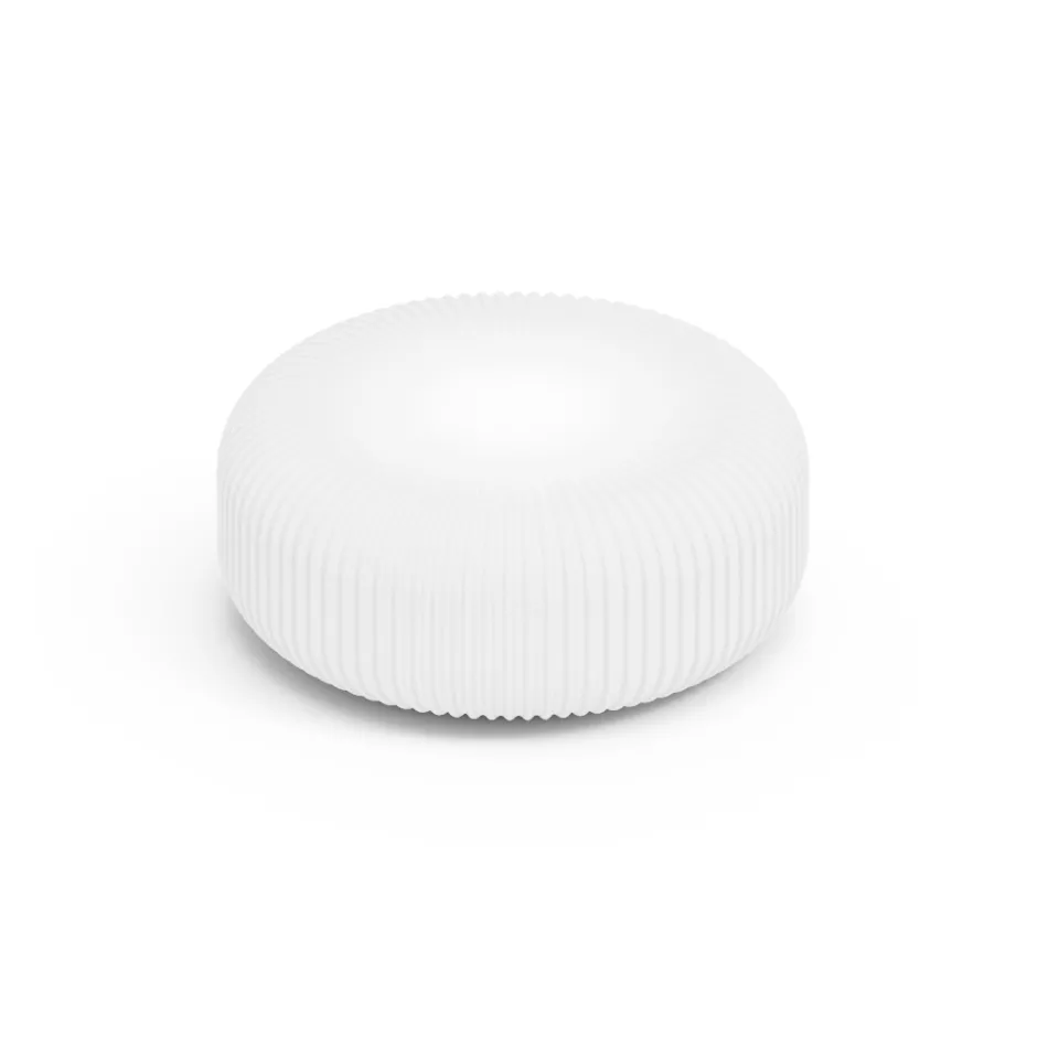 Lámpara de pie de exterior Disco en polietileno blanco, fabricada en Italia. Viadurini