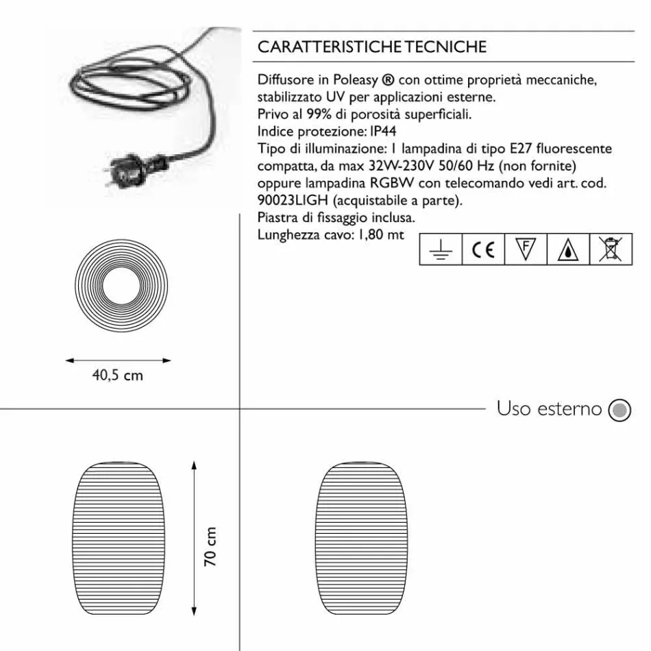 Lámpara de pie para diseño exterior en 3 tamaños, 2 piezas - Pandora S by Myyour Viadurini