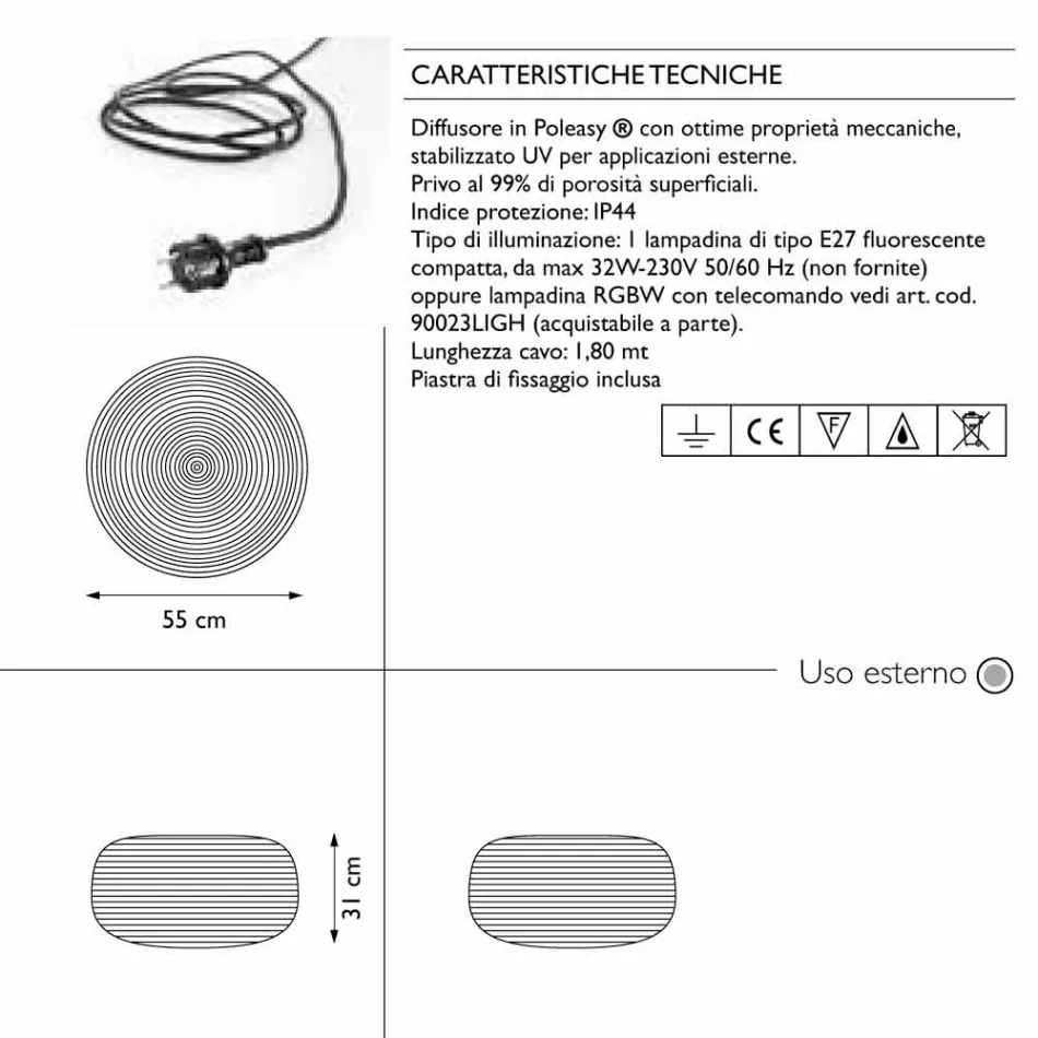Lámpara de pie para diseño exterior en 3 tamaños, 2 piezas - Pandora S by Myyour Viadurini