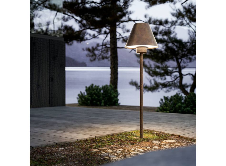 Lámpara de pie para exterior de latón y cobre Made in Italy - Sword Viadurini