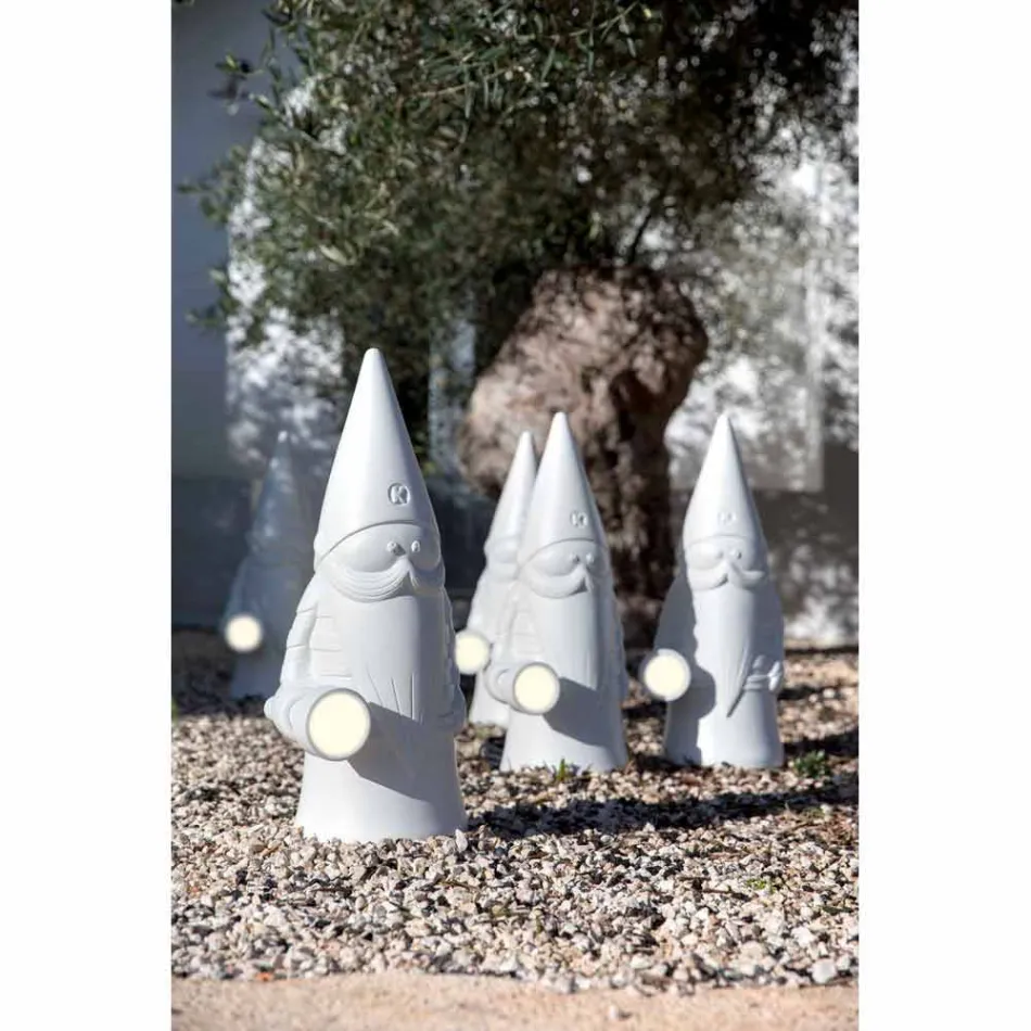 Lámpara de pie LED para exteriores en tecnopolímero blanco de diseño moderno - Nano Viadurini