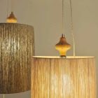 Lámpara de pie / suspensión en madera y arena color bois lana. Viadurini