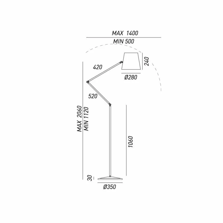 lámpara de pie ajustable de estilo industrial Reportero Il Fanale Viadurini