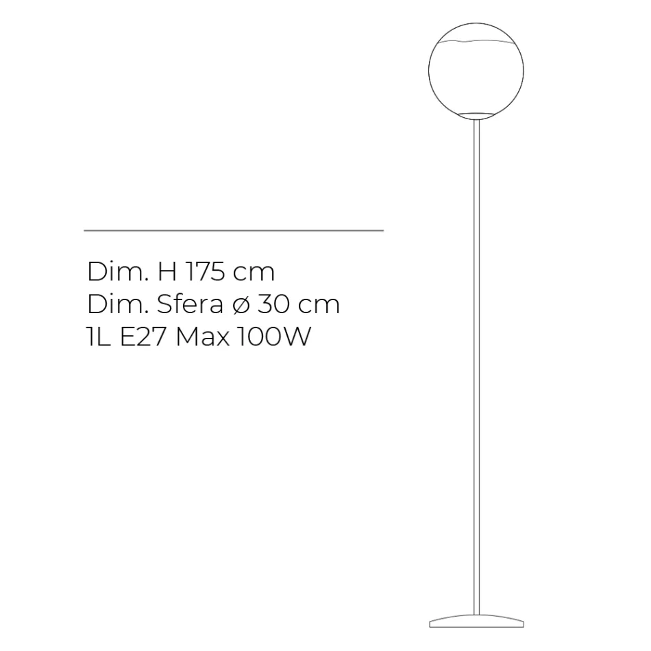 Lámpara de pie Isotta en cristal blanco, fabricada en Italia. Viadurini