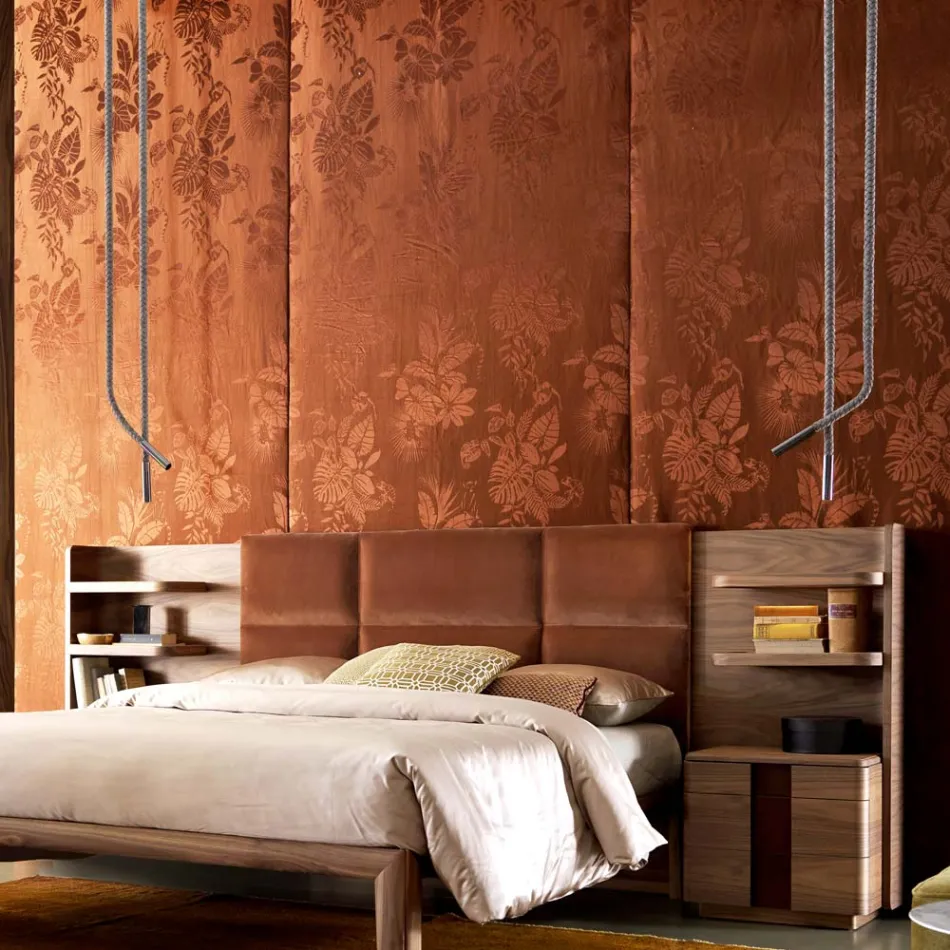 Lámpara de diseño de piel y metal Grilli Snake made in Italy. Viadurini