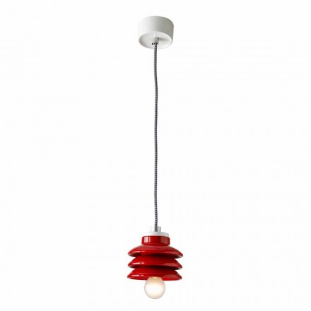 Lámpara colgante de diseño en cerámica roja hecha en Italia Asia Viadurini