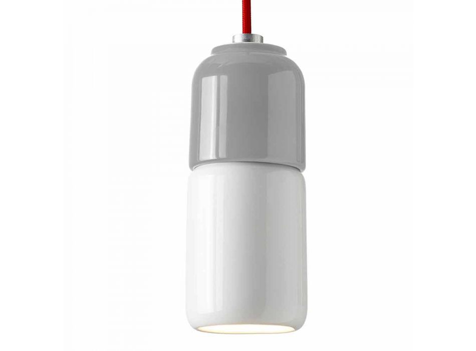 Lámpara de diseño suspendida en cerámica y aluminio hecha en Italia Asia. Viadurini