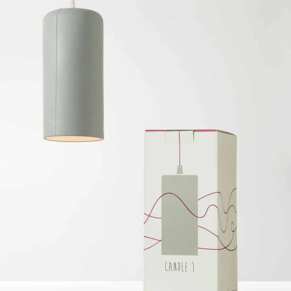 Lámpara de diseño suspendida In-es.artdesign Candle 1 en color laprene Viadurini
