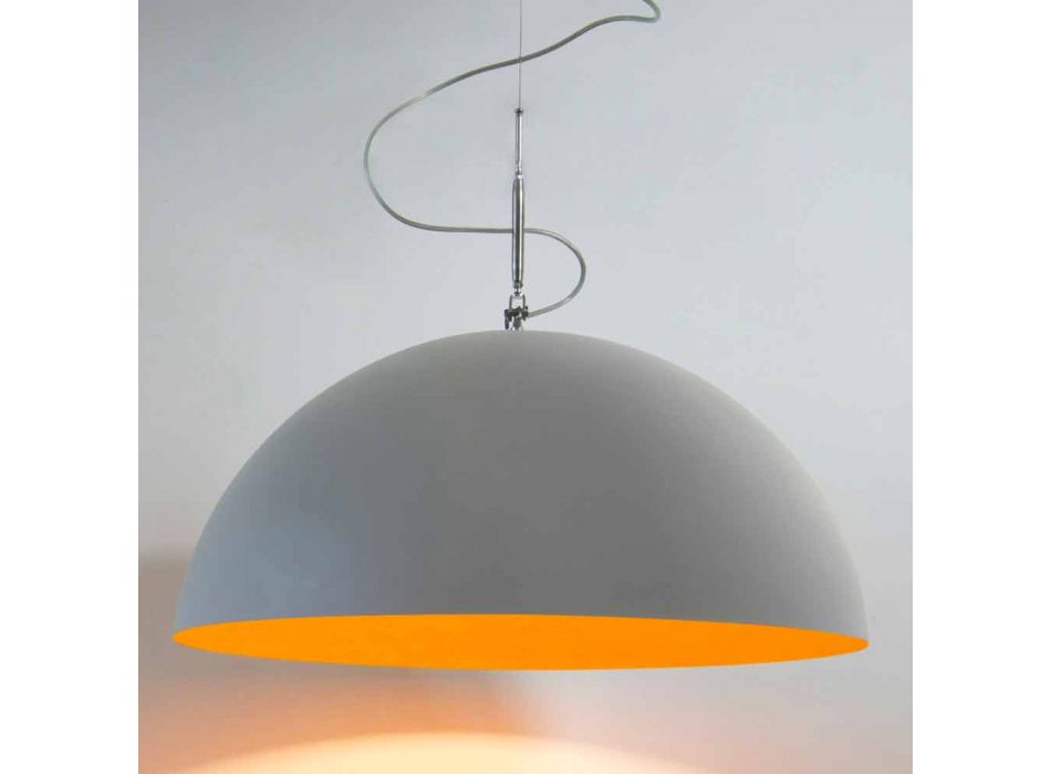 Lámpara de diseño suspendida In-es.artdesign Mezza Luna Cemento pintura Viadurini