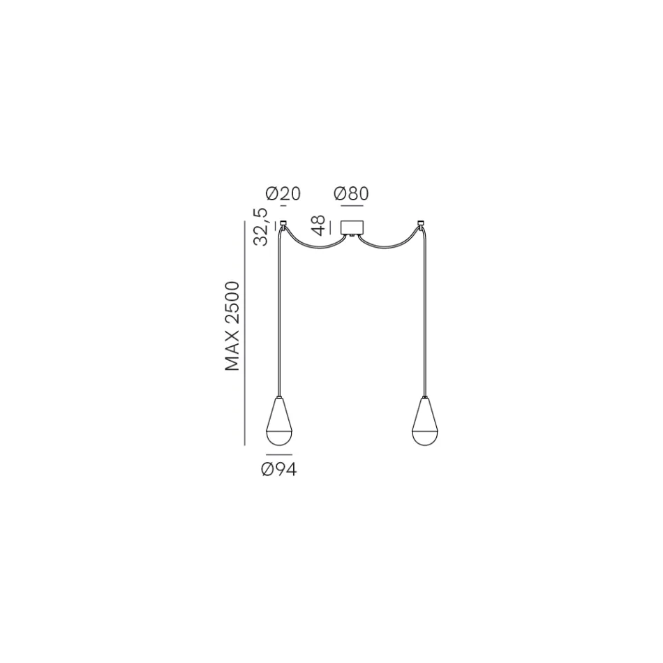 Lámpara colgante doble de hierro y vidrio Made in Italy - Cloudy Viadurini