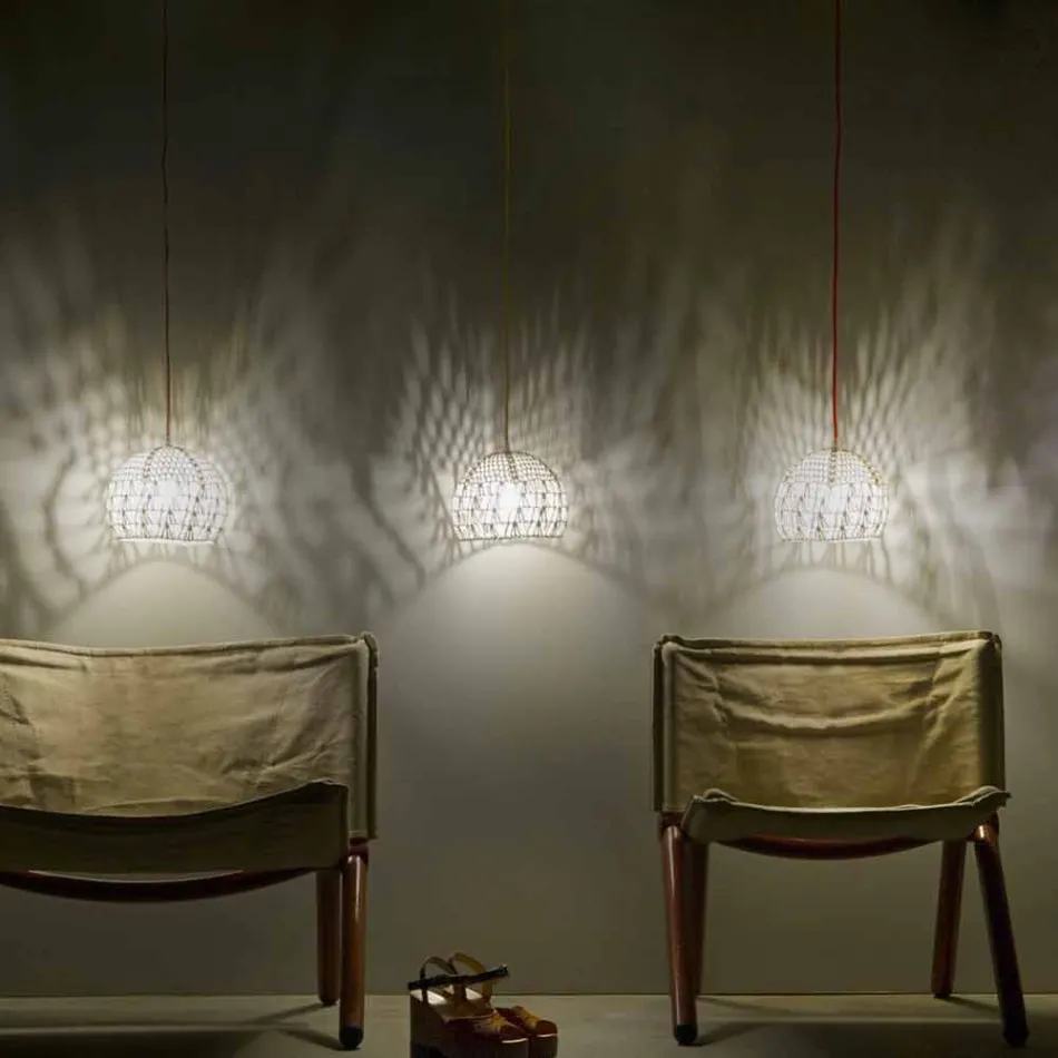 Lámpara en algodón y viscosa suspendida In-es.artdesign Textura moderna Viadurini